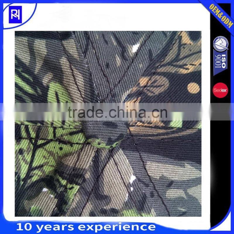 High quality custom embroidered cotton Camo 6 panel Baseball Cap 6 panel flat camo snapbck hats