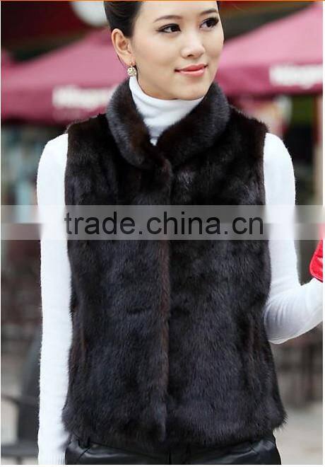 2016 Europe style high -end faux mink fur vest