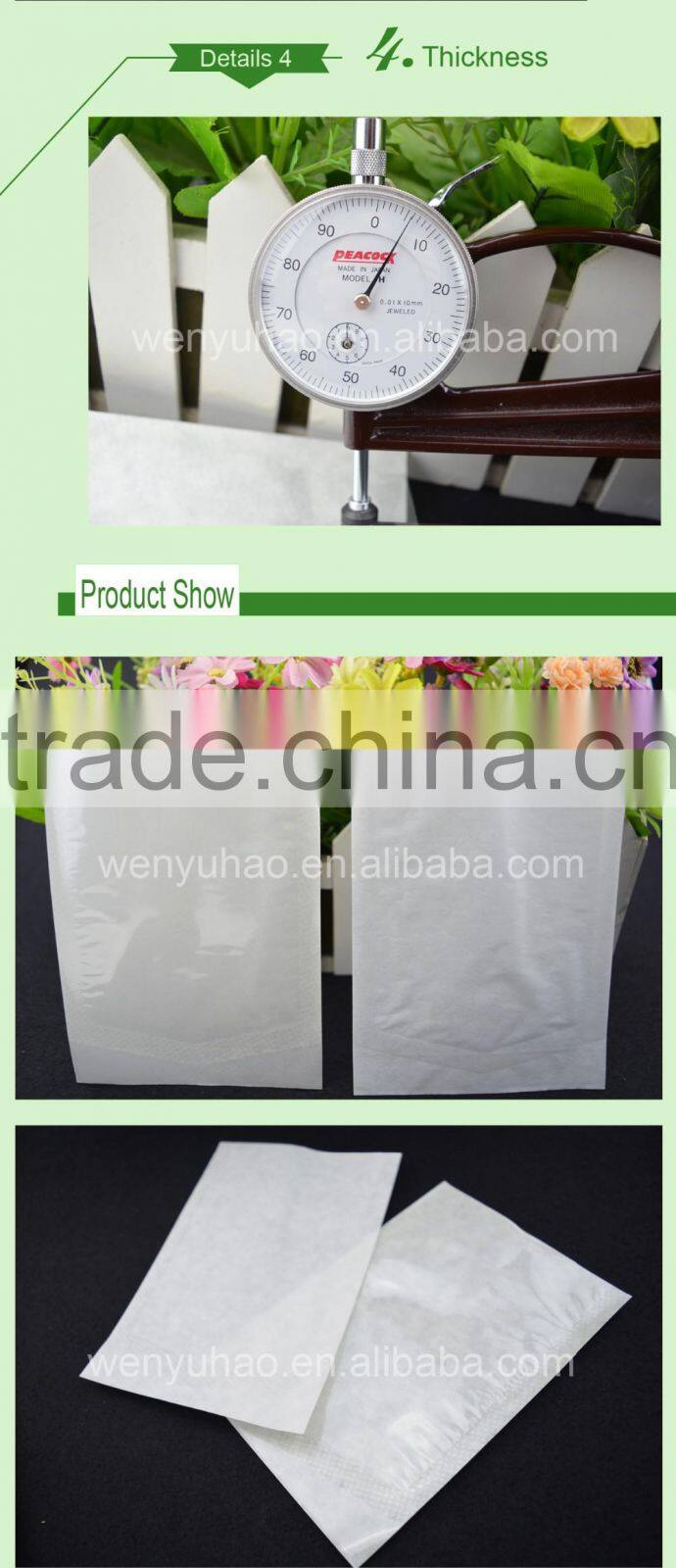 custom made clear food grade Three side sealed white paper bag for grocery food wholesale