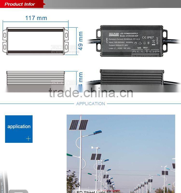 IP67 waterproof 20w 600ma constant current led power supply