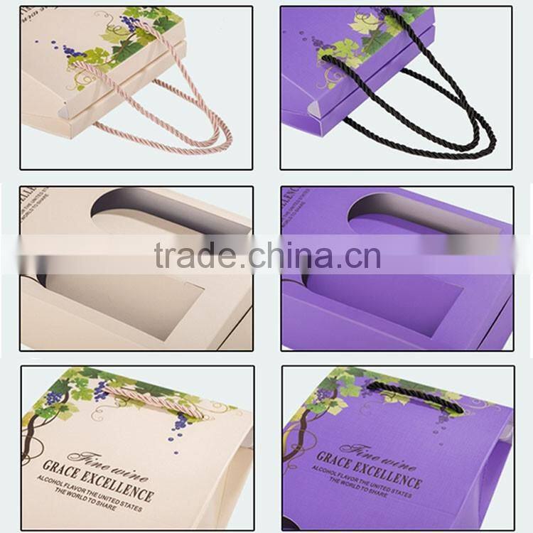 Nice wine gift box paper cardboard wine packaging customized elegant corrugated printed paper wine box packaging