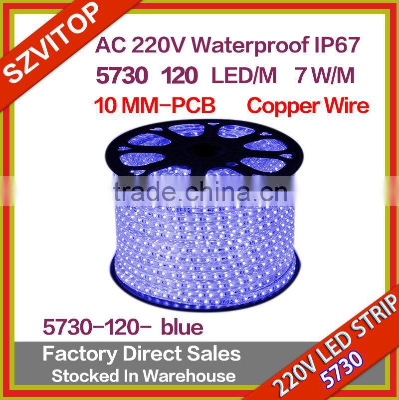 220V AC LED Strip Light 100M blue SMD 5630 120LED/M Waterproof IP67 LED Stripe 100M/Roll High Quality High Brightness