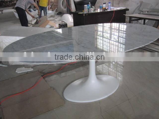 modern fiberglass base and white marble top oval tulip table