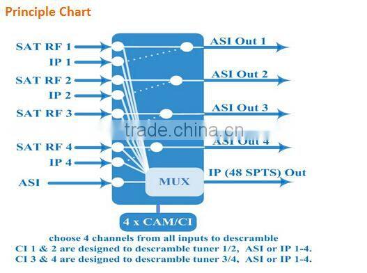 4 to 4 Decoder for Encrypted Channel IRD with 48*SPTS IP output