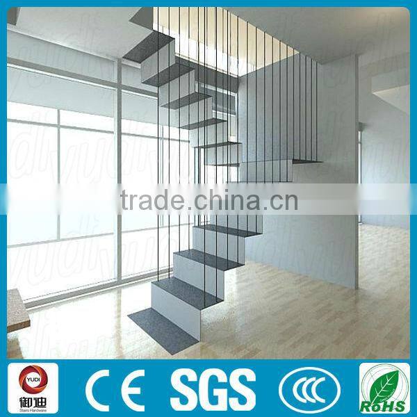 simple and modern indoor wood floating stairs
