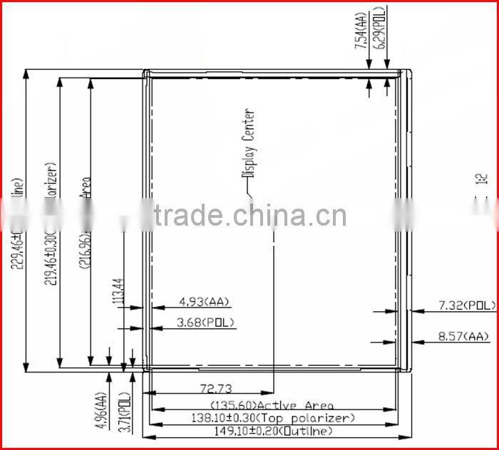 10.1inch lvds 350nits 1280*800 IPS screen touch lcd panelwith I2C interface CTP