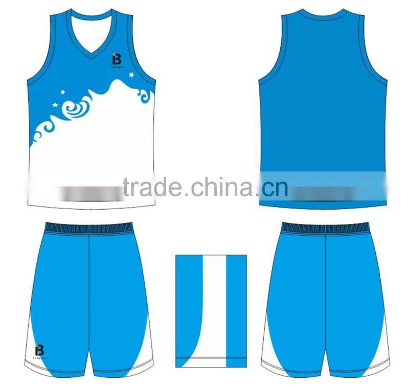 Custom hot sale good quality blue pro team basketball uniforms