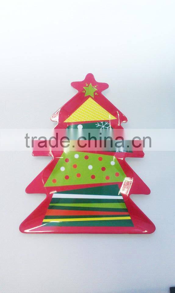 Hot sale Christmas tree shape melamine plate