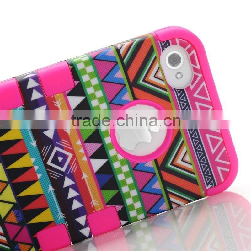 2013 Hot selling Functional 3 in 1 african tribes style case for iphone 4, phone cover