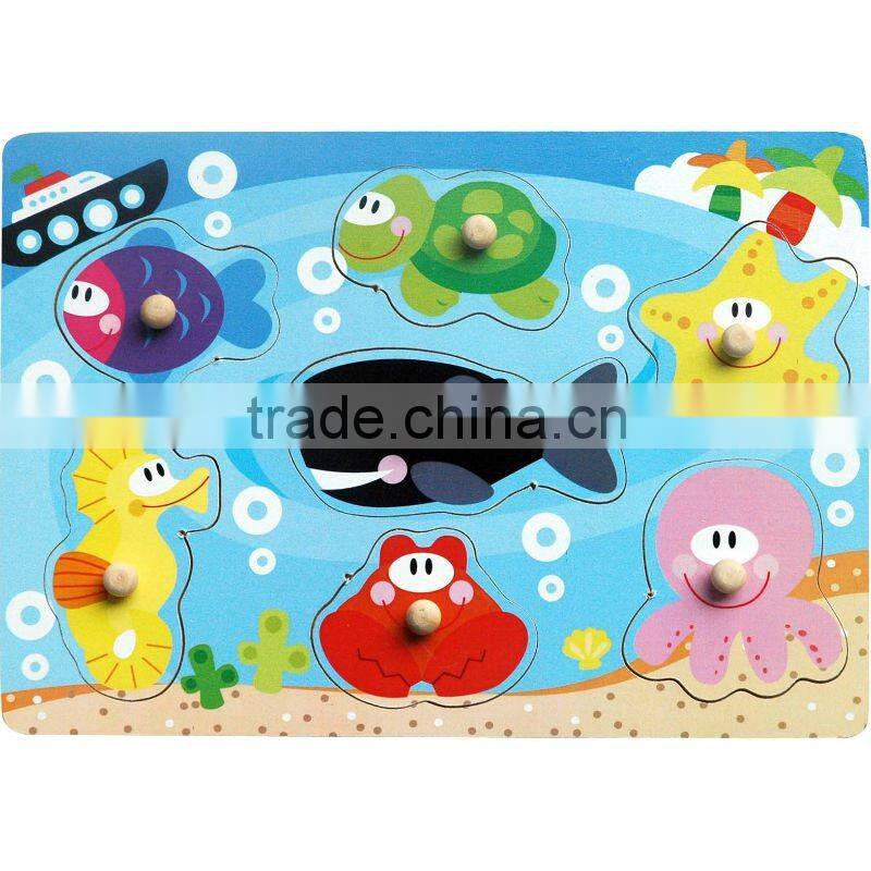 For Kids Toy Education Marine Life & Vehicles & Chunky Farm Peg Wooden Puzzle