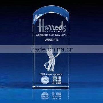 3d laser engraved logo crystal block for customized sport souvenirs or office decoration