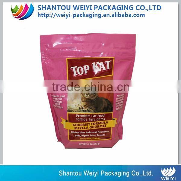Stand up dog/cat/fish animal feed packaging bag plastic pet food bag with ziplock
