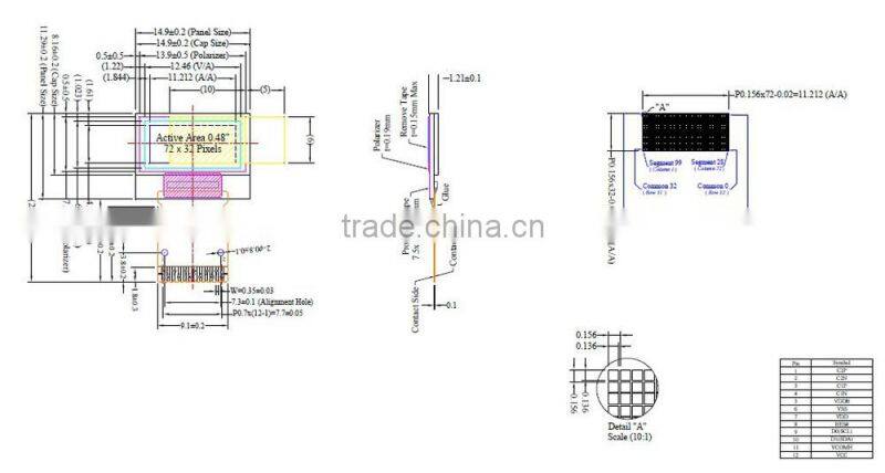 OLED0.48 inch 72 * 32 color screen