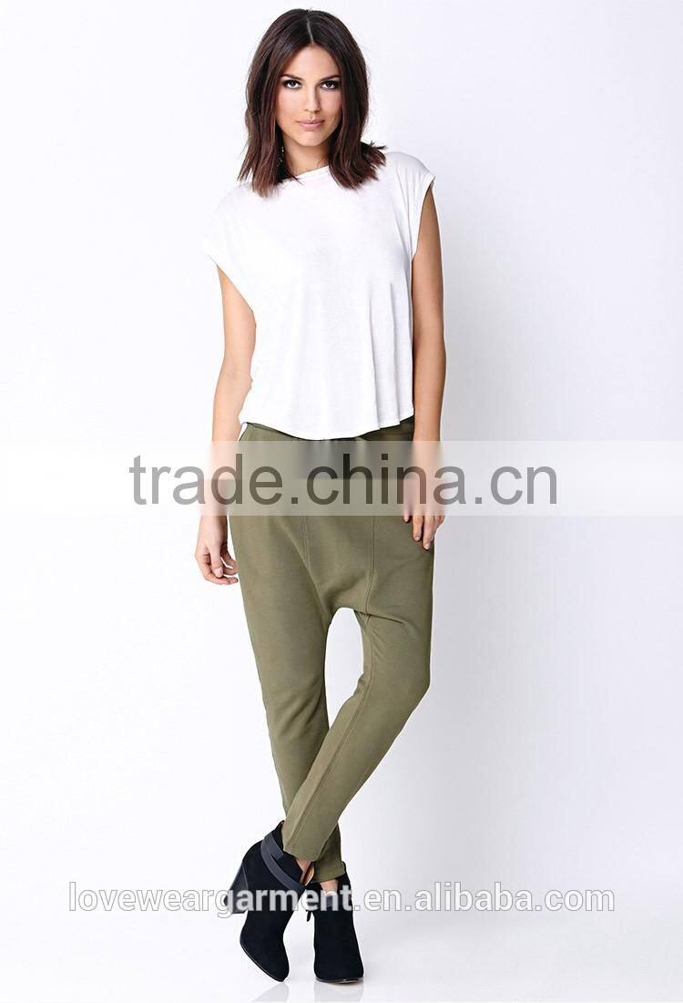 Custom army green blank baggy harem pants for women wholesale