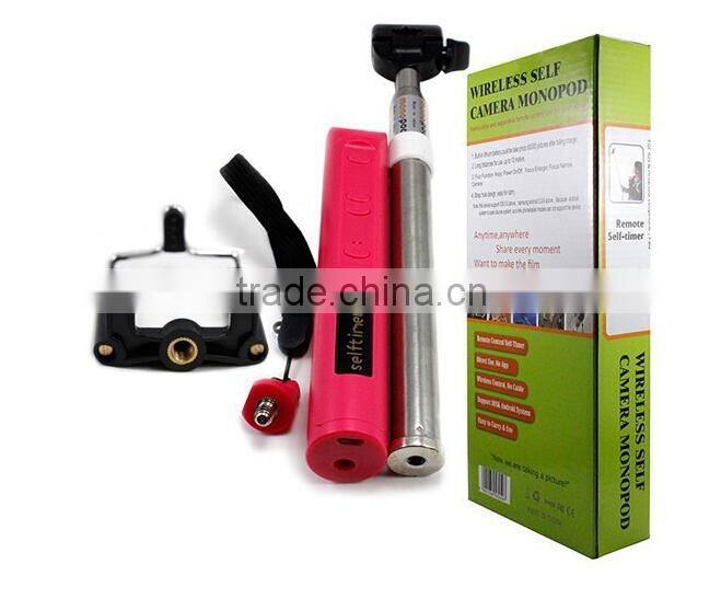 2015 New Arrival Wireless Bluetooth Selfie Stick Monopod With Zoom For iPhone and Android Phone