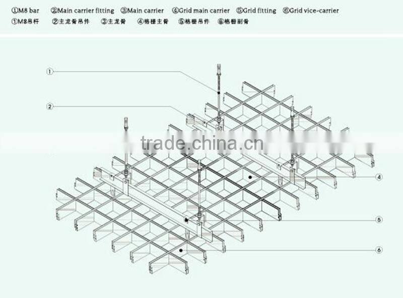 Weather Resistance Aluminum / Metal Open Grid Suspended Ceiling for Shopping Hall