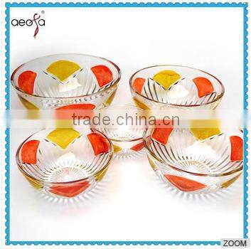 Sprayed Colored Glass Apple Shaped Bowl Mixing Glass Bowl Set