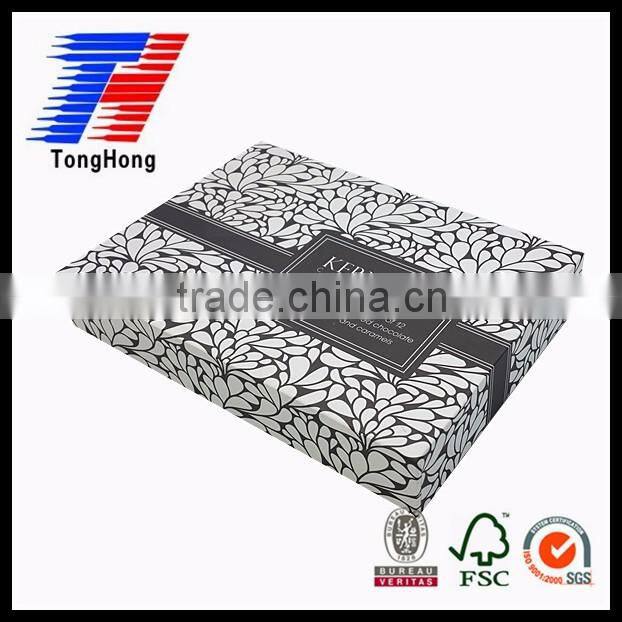black and white printing matt lamination chocolate packaging gift box for christmas made in china