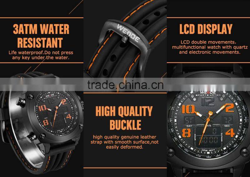 Weide Brand Watch New Arrival Analog Digital Display 3ATM Water Resistant Silicone Strap Watches Men Sport Watch