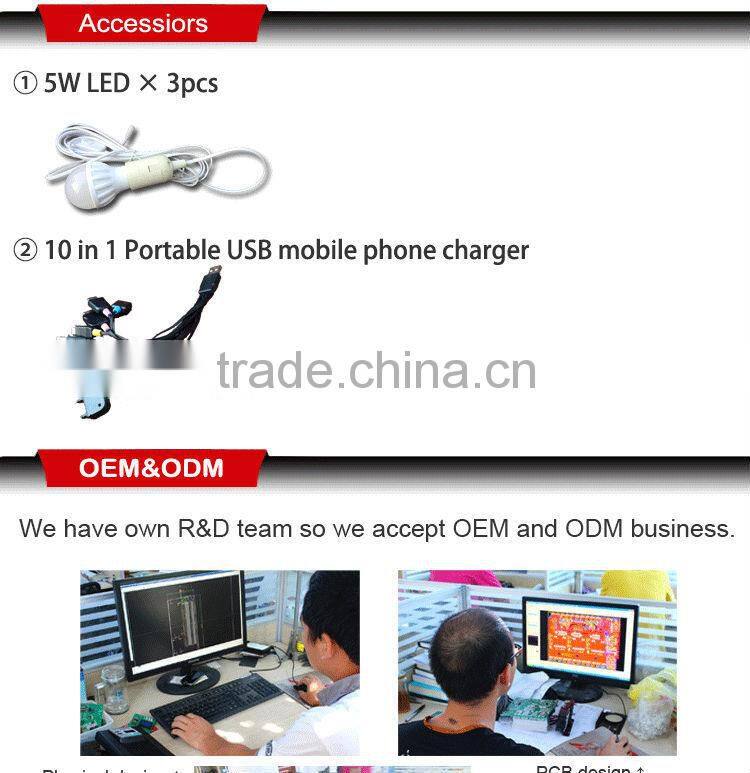 DC energy portable emergency controller pwm 10a for house use with mobile charger with battery