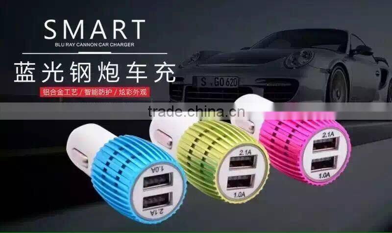 2016 wholesales newest 2 usb port metal 12 v car battery charger ,2 usb car charger