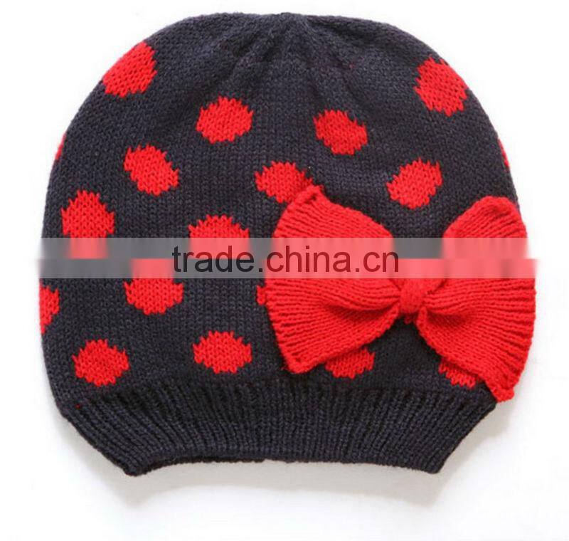 2014 baby bow knitted beanie hat