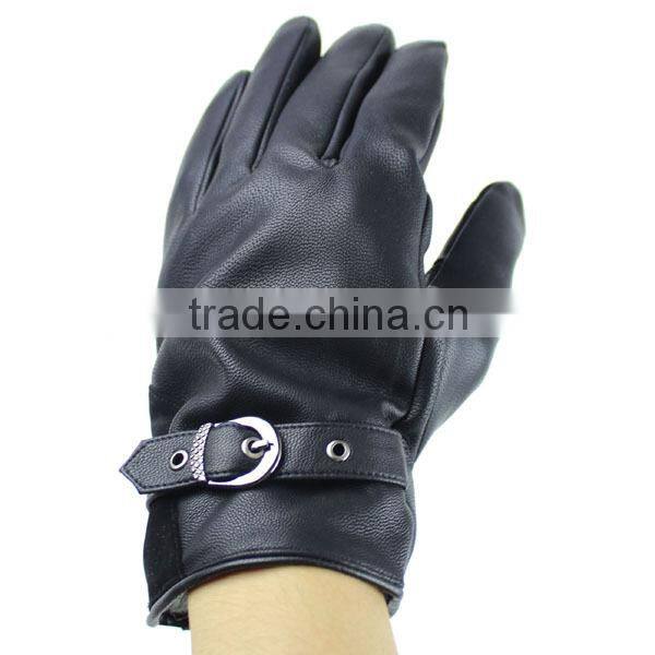 black Men PU leather gloves