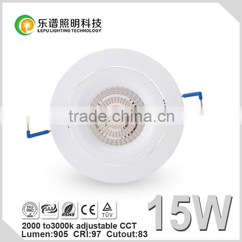 Petent design cob downlight ip44 CCT Adjustable 2000-2800k 83mm cutout work well with elko dimmer 220v 110v