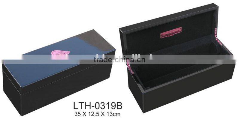 Black high gloss finish wooden wine packing box ,wooden box for wine