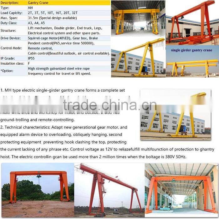 Electric hoist single girder gantry crane, hoisting gantry machine