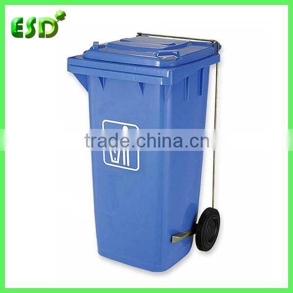 Durable Plastic 120 Liter Garbage Bin with Foot Pedal and Side Wheels