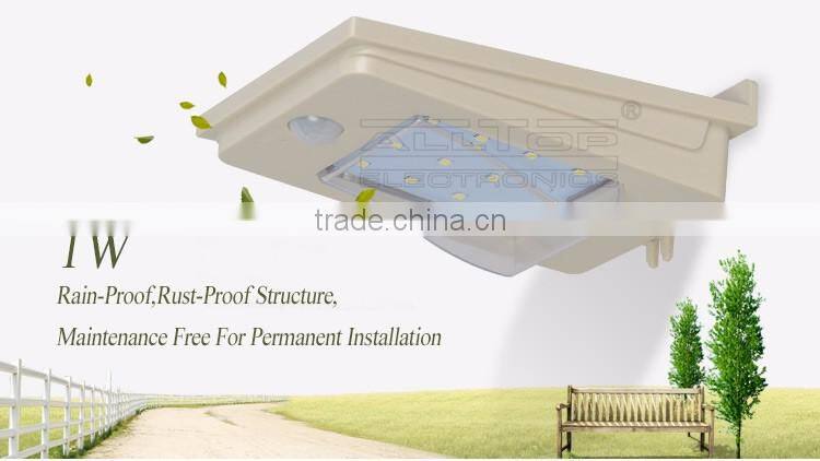 1W High lumen high quality integrated solar power outdoor led wall light