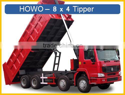 Sinotruck Front Hydraulic Lifting 8 x 4 Heavy Duty Dump Truck 371HP Engine