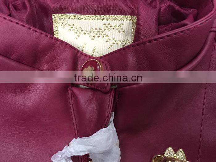 Baby Girl Fashion PU Jacket Stock