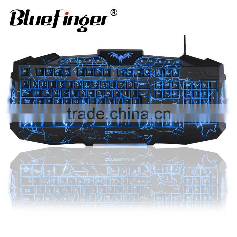 Popular USB wired backlit keyboard with cool crack parttern