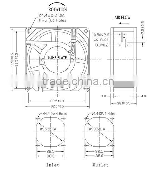 CE ROHS UL 92x92x38mm low noise cheap small fan