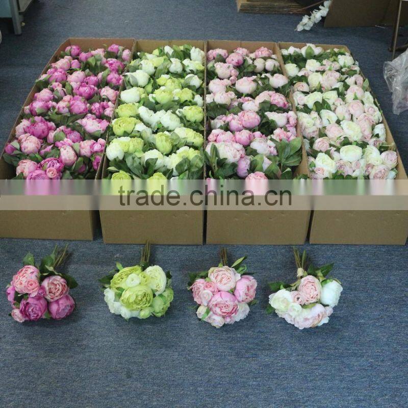 yiwu bulk wholesale 12" wedding bridal peony silk artificial flowers