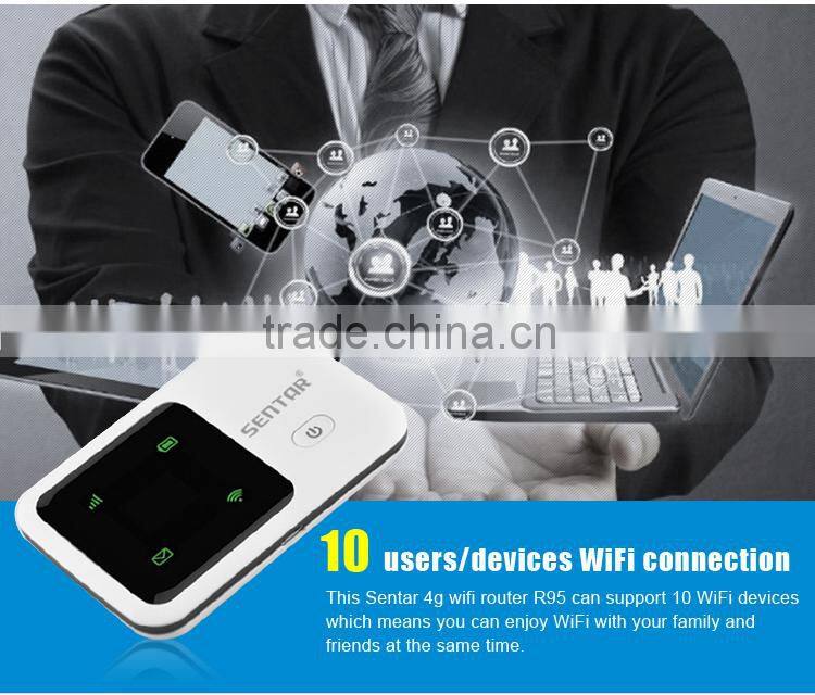 Sentar R95 4G LTE FDD SIM card Slot wifi sharing router 2100mAh power bank wireless router