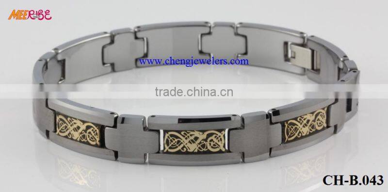 High Quality Hot Fashion 18k Gold Tungsten Bracelets /Gold Magnetic Bracelets