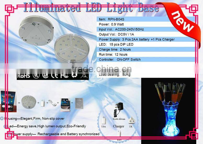wedding&party suppliers led base light for vase round led party light