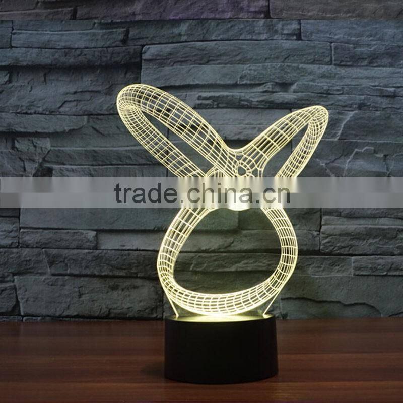 Wedding Decoration Arcylic 3D Sculpture LED 7 Colors Flashing Touch Control Night Light Costumize