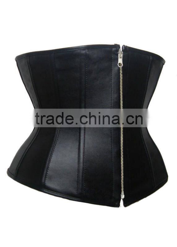 sexy underbust leather front zipper corset tops m1990