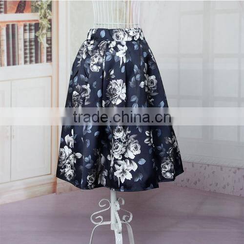Hot Women Ladies Vintage Style High Waist Floral Casual Party Midi Pleated Skirt