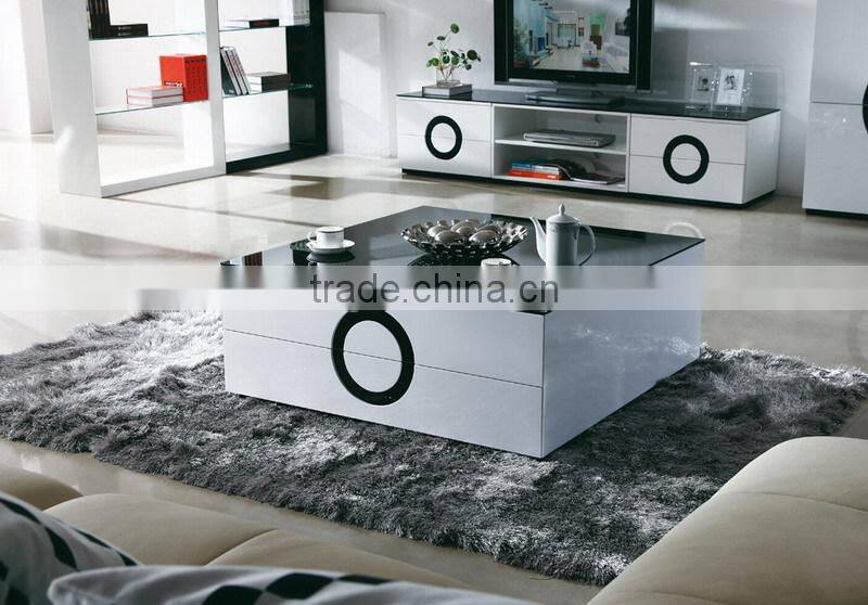 2014 brand new high shinny fashional square marble top coffee table