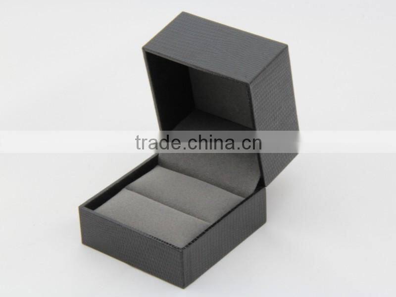 High end black small square paper ring box with velvet pad