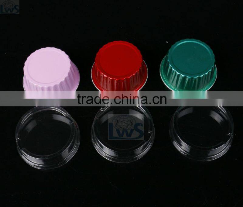 colored high quality round aluminum foil container with lid used for pudding,yogurt, cupcake