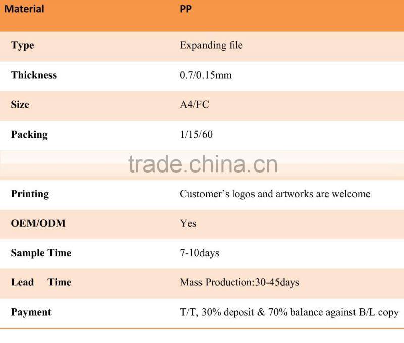 A4/FC Advantage product expanding file, pp file folder with 13pockets,high quality office statonery