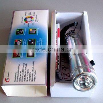 Newest style battery powered 3W color changing RGB led multicolor 10 colors flashlight