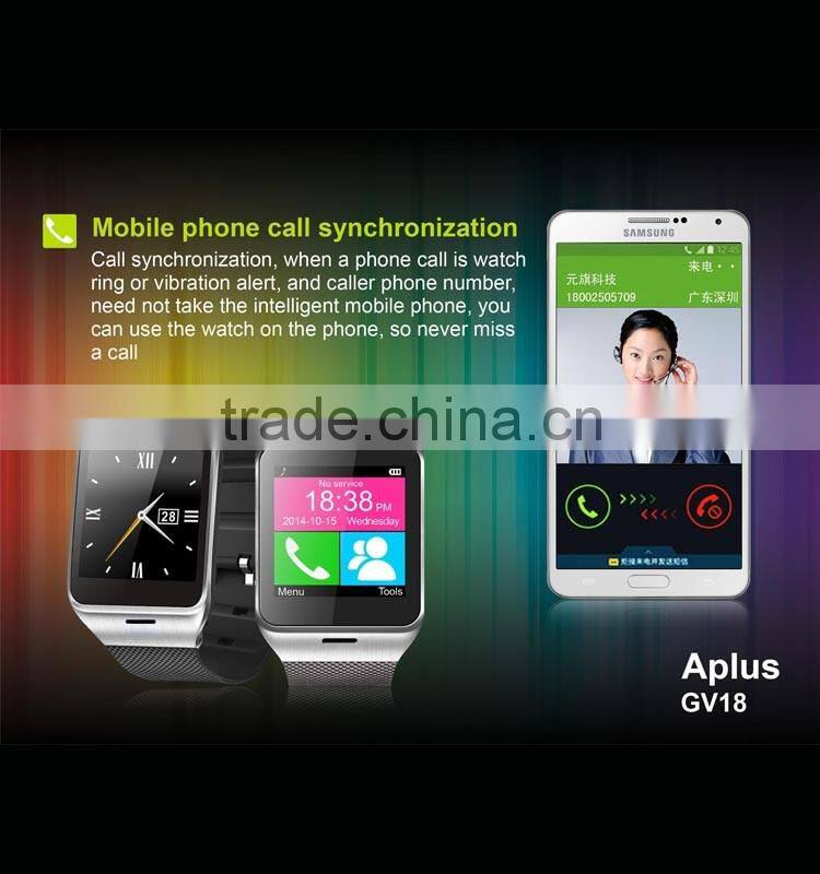 GV18 Smartwatch Bluetooth Sport Fitness Pedometer Camera Clock Bracelet Touch Screen Smart Watch Android Mobile Cell Phone