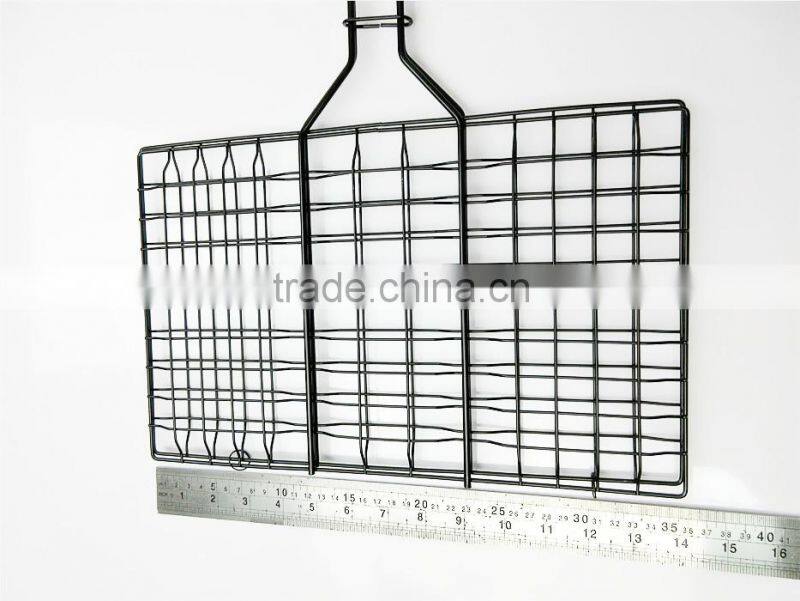 Hot sale Non-stick square wooden handle BBQ Grill Tools BBQ Grill basket